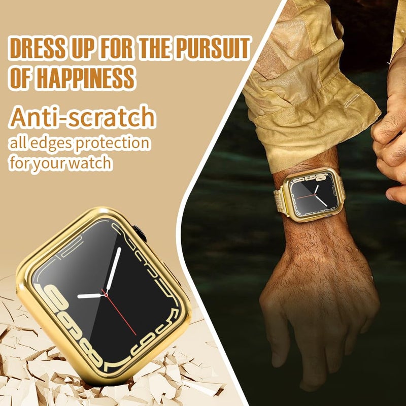 top4cus 42mm Case Soft Lightweight Anti-Scratch All Around Protective 42mm Iwatch Waterproof Cover Shiny Workout Shockproof Bumper Screen Protector Compatible with Apple Watch Series 3/2/1 -Gold - Image 4